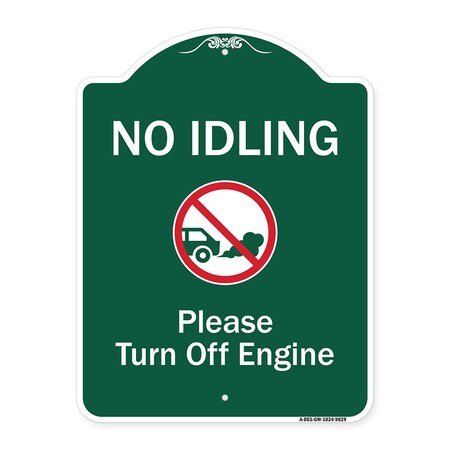 Signmission No Idling Please Turn Off Engine W/ Graphic Heavy-Gauge Aluminum Sign, 24" x 18", GW-1824-9829 A-DES-GW-1824-9829